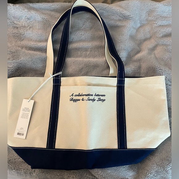 BAGGU X Sandy Liang MEDIUM Heavyweight Canvas Tote Bag In Navy - Picture 2 of 12